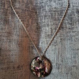 Sterling Necklace w Large Dichroic Pendant